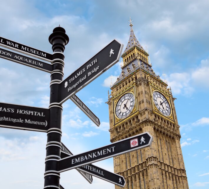 Big Ben und Straßenschilder | © Envato