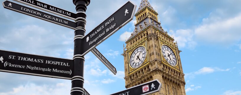 Big Ben und Straßenschilder | © Envato
